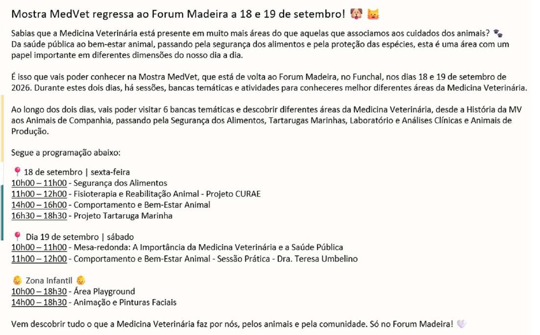 II Mostra da Medicina Veterinária - 18 e 19 setembro - CRMadeira