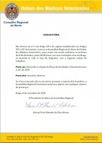 Convocatória da Assembleia Regional do Norte