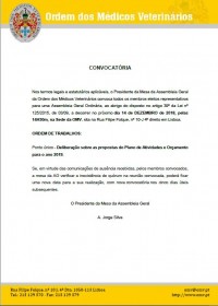 Convocatória da Assembleia Geral da Ordem dos Médicos Veterinários