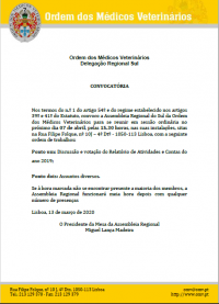  Convocatória da Assembleia Regional do Sul