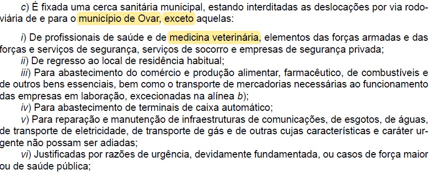 Resolução de Conselho de Ministros - Exceção interdição de deslocação para Médicos Veterinários em OVAR