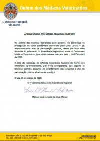 ADIAMENTO DA ASSEMBLEIA REGIONAL DO NORTE