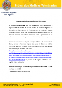 Convocatória da Assembleia Regional dos Açores 