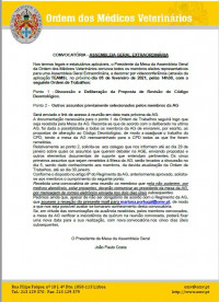 Convocatória Assembleia Geral Extraordinária dia 05 de fevereiro de 2021 às 14H30
