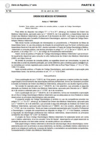 Publicação em Diário da República, 2ª Série - Aviso n.º 7897/2021