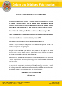 Convocatória Assembleia Geral dia 10 de dezembro de 2021 às 14.30h