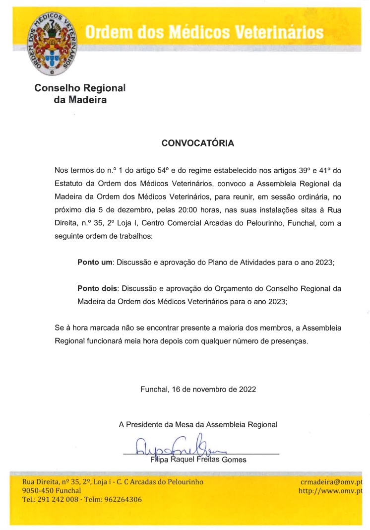 Assembleia Regional da Madeira Dezembro 2022