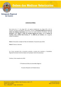 Convocatória Assembleia Regional do Centro