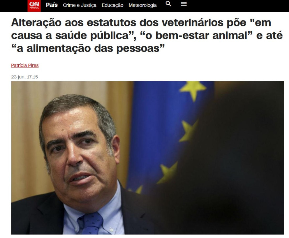Entrevista Bastonário OMV à CNN - 'Alteração aos estatutos dos veterinários põe 
