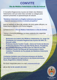 Celebrações do Dia do Médico Veterinário nos Açores | 4 de outubro de 2023