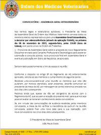 Convocatória Assembleia Geral Extraordinária dia 06 de novembro às 21h30