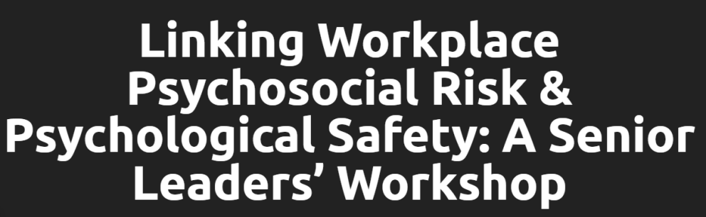Linking Workplace Psychosocial Risk & Psychological Safety: A Senior Leaders’ Workshop