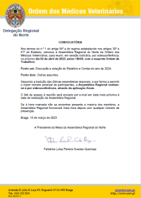Convocatória da Assembleia Regional do Norte - 02 de abril de 2025, 18h