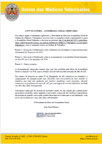 Convocatória Assembleia Geral, dia 11 de abril de 2025 às 14h30
