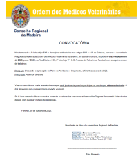 Convocatória da Assembleia Regional da Madeira: 03 de dezembro de 2025, 19h30