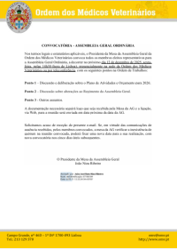Convocatória Assembleia Geral, dia 12 de dezembro às 14h30