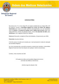 Convocatória da Assembleia Regional do Centro - 03 de dezembro de 2025, 19h00