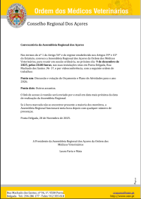 Convocatória da Assembleia Regional dos Açores - 9 de dezembro de  2025, pelas 20.00 horas