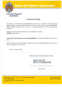 Convocatória da Assembleia Regional da Madeira: 8 de abril de 2026, 19h30