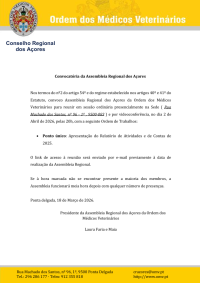 Convocatória da Assembleia Regional Dos Açores - 2 De Abril de 2026, pelas 20h00