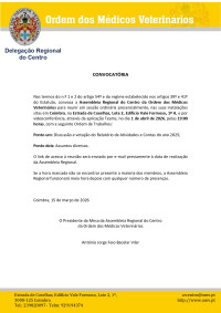 Convocatória da Assembleia Regional do Centro - 01 de abril de 2026, 19h00