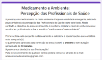 Divulgação de inquérito para estudo do Instituto de Investigação do Medicamento (iMED.ULisboa) sobre dicotomia medicamento/meio ambiente