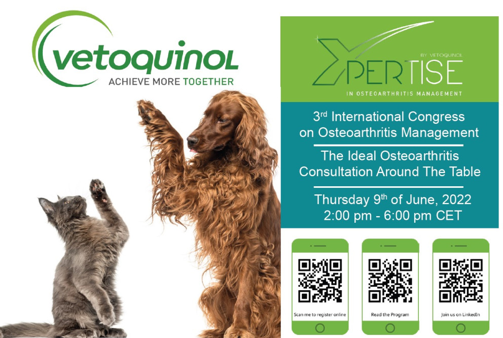 Vetoquinol organiza o 3º Congresso Digital Internacional Xpertise em OA: “The Ideal Osteoarthritis Consultation around the table”